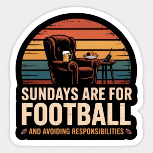 Sundays Are for Football and Avoiding Responsibilities | Funny Retro Vintage Football and Beer Sticker